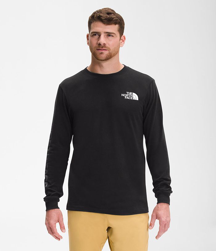 The North Face T-Shirts Long Sleeve TNF™ Sleeve Hit Black - Mens - Thailand HUOBV-3964